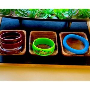 Melamine/Lucite Bangle Bracelets-Vintage Set of 5